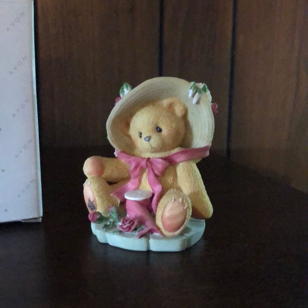Avon Teddy Bear Figurine with Pink Accents - Cherished Teddies